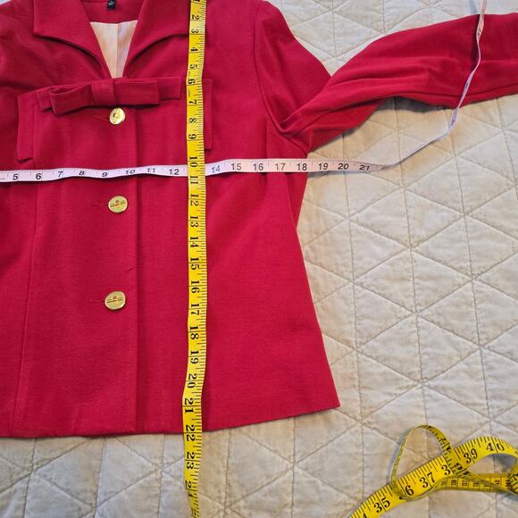 Cabi Beau Jacket Women's 6 Red Gold Button Blazer Bow Classic Career Romantic - Picture 12 of 15